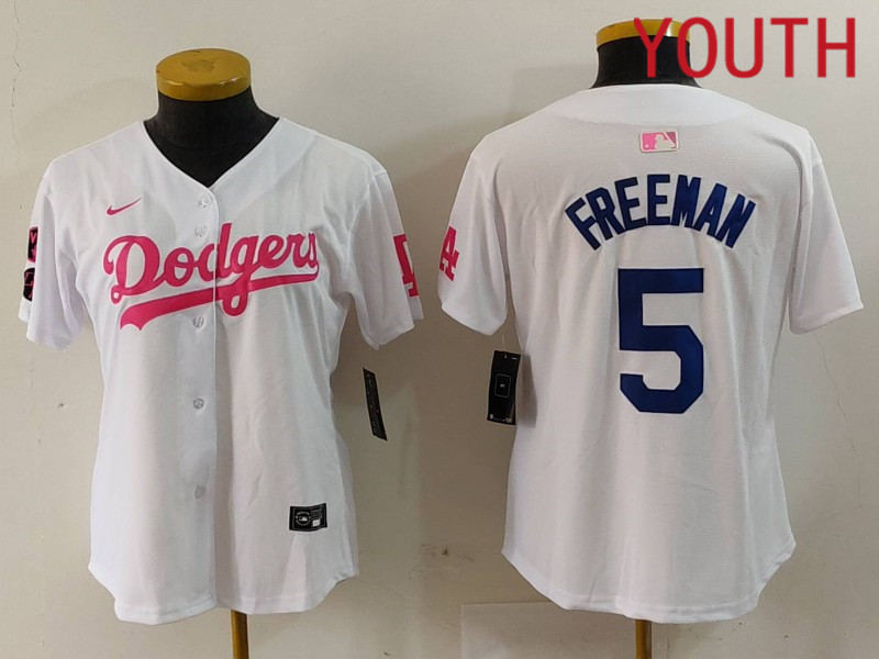 Youth Los Angeles Dodgers 5 Freeman White joint name 2024 Nike MLB Jersey style 912